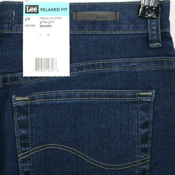 Lee 1889 Relaxed‎ Fit Straight Jeans Stretch Dark 8 Petite 8P - Picture 10 of 11